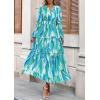 imagePRETTYGARDEN Womens 2025 Fall Boho Maxi Dresses Floral Long Sleeve V Neck Flowy Elegant Wedding Guest Dress Vacation OutfitsBlue