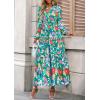 imagePRETTYGARDEN Womens 2025 Fall Boho Maxi Dresses Floral Long Sleeve V Neck Flowy Elegant Wedding Guest Dress Vacation OutfitsFloral Green Orange