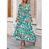 imagePRETTYGARDEN Womens 2025 Fall Boho Maxi Dresses Floral Long Sleeve V Neck Flowy Elegant Wedding Guest Dress Vacation OutfitsFloral Green Orange