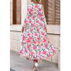 imagePRETTYGARDEN Womens 2025 Fall Boho Maxi Dresses Floral Long Sleeve V Neck Flowy Elegant Wedding Guest Dress Vacation OutfitsFloral Green Pink