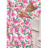 imagePRETTYGARDEN Womens 2025 Fall Boho Maxi Dresses Floral Long Sleeve V Neck Flowy Elegant Wedding Guest Dress Vacation OutfitsFloral Green Pink