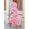 imagePRETTYGARDEN Womens 2025 Fall Boho Maxi Dresses Floral Long Sleeve V Neck Flowy Elegant Wedding Guest Dress Vacation OutfitsFloral White Rose Red