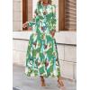 imagePRETTYGARDEN Womens 2025 Fall Boho Maxi Dresses Floral Long Sleeve V Neck Flowy Elegant Wedding Guest Dress Vacation OutfitsGreen