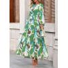 imagePRETTYGARDEN Womens 2025 Fall Boho Maxi Dresses Floral Long Sleeve V Neck Flowy Elegant Wedding Guest Dress Vacation OutfitsGreen