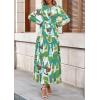 imagePRETTYGARDEN Womens 2025 Fall Boho Maxi Dresses Floral Long Sleeve V Neck Flowy Elegant Wedding Guest Dress Vacation OutfitsGreen