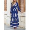 imagePRETTYGARDEN Womens 2025 Fall Wedding Guest Dresses Boho Floral Long Sleeve V Neck Flowy Elegant Maxi Dress Beach ClothesFloral Navy Apricot