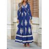 imagePRETTYGARDEN Womens 2025 Fall Wedding Guest Dresses Boho Floral Long Sleeve V Neck Flowy Elegant Maxi Dress Beach ClothesFloral Navy Apricot