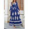 imagePRETTYGARDEN Womens 2025 Fall Wedding Guest Dresses Boho Floral Long Sleeve V Neck Flowy Elegant Maxi Dress Beach ClothesFloral Navy Apricot