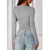 imagePRETTYGARDEN Womens Casual Long Sleeve Tops 2025 Fall Crew Neck Fitted Henley Shirts Basic Tee Blouse Knit Going Out OutfitsGrey