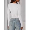 imagePRETTYGARDEN Womens Casual Long Sleeve Tops 2025 Fall Crew Neck Fitted Henley Shirts Basic Tee Blouse Knit Going Out OutfitsWhite