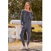 imagePRETTYGARDEN Womens Fall 2 Piece Lounge Set Long Sleeve Tops Ribbed Pants Spring Matching Sweatsuit Travel Outfits ClothesGrey Blue