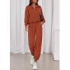 imagePRETTYGARDEN Womens Fall 2 Piece Lounge Sets Zip Up Sweatshirt Jogger Pants Sweat Track Suits Travel Outfit Winter ClothingBrick Red