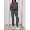 imagePRETTYGARDEN Womens Fall 2 Piece Lounge Sets Zip Up Sweatshirt Jogger Pants Sweat Track Suits Travel Outfit Winter ClothingDark Grey