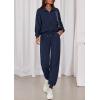 imagePRETTYGARDEN Womens Fall 2 Piece Lounge Sets Zip Up Sweatshirt Jogger Pants Sweat Track Suits Travel Outfit Winter ClothingNavy