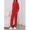 imagePRETTYGARDEN Womens Fall 2 Piece Lounge Sets Zip Up Sweatshirt Jogger Pants Sweat Track Suits Travel Outfit Winter ClothingRed