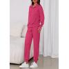 imagePRETTYGARDEN Womens Fall 2 Piece Lounge Sets Zip Up Sweatshirt Jogger Pants Sweat Track Suits Travel Outfit Winter ClothingRose Red