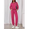 imagePRETTYGARDEN Womens Fall 2 Piece Lounge Sets Zip Up Sweatshirt Jogger Pants Sweat Track Suits Travel Outfit Winter ClothingRose Red