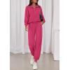 imagePRETTYGARDEN Womens Fall 2 Piece Lounge Sets Zip Up Sweatshirt Jogger Pants Sweat Track Suits Travel Outfit Winter ClothingRose Red