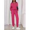 imagePRETTYGARDEN Womens Fall 2 Piece Lounge Sets Zip Up Sweatshirt Jogger Pants Sweat Track Suits Travel Outfit Winter ClothingRose Red