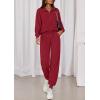 imagePRETTYGARDEN Womens Fall 2 Piece Lounge Sets Zip Up Sweatshirt Jogger Pants Sweat Track Suits Travel Outfit Winter ClothingWine Red