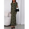 imagePRETTYGARDEN Womens Floral Bodycon Maxi Dress 2025 Fall Elegant Mesh Long Sleeve Formal Wedding Guest Cocktail DressesArmy Green