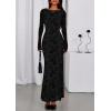 imagePRETTYGARDEN Womens Floral Bodycon Maxi Dress 2025 Fall Elegant Mesh Long Sleeve Formal Wedding Guest Cocktail DressesBlack