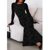 imagePRETTYGARDEN Womens Floral Bodycon Maxi Dress 2025 Fall Elegant Mesh Long Sleeve Formal Wedding Guest Cocktail DressesBlack