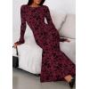 imagePRETTYGARDEN Womens Floral Bodycon Maxi Dress 2025 Fall Elegant Mesh Long Sleeve Formal Wedding Guest Cocktail DressesBurgundy