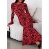 imagePRETTYGARDEN Womens Floral Bodycon Maxi Dress 2025 Fall Elegant Mesh Long Sleeve Formal Wedding Guest Cocktail DressesRed