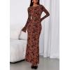 imagePRETTYGARDEN Womens Floral Bodycon Maxi Dress 2025 Fall Elegant Mesh Long Sleeve Formal Wedding Guest Cocktail DressesRust