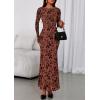 imagePRETTYGARDEN Womens Floral Bodycon Maxi Dress 2025 Fall Elegant Mesh Long Sleeve Formal Wedding Guest Cocktail DressesRust