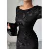 imagePRETTYGARDEN Womens Floral Embroidered Dress 2025 Fall Long Bell Sleeve Ribbon Flower Mini Short Mesh Bodycon Party DressesBlack