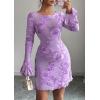 imagePRETTYGARDEN Womens Floral Embroidered Dress 2025 Fall Long Bell Sleeve Ribbon Flower Mini Short Mesh Bodycon Party DressesLight Purple