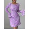 imagePRETTYGARDEN Womens Floral Embroidered Dress 2025 Fall Long Bell Sleeve Ribbon Flower Mini Short Mesh Bodycon Party DressesLight Purple