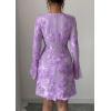 imagePRETTYGARDEN Womens Floral Embroidered Dress 2025 Fall Long Bell Sleeve Ribbon Flower Mini Short Mesh Bodycon Party DressesLight Purple