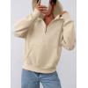 imagePRETTYGARDEN Womens Half Zip Up Hoodies 2025 Fall Long Sleeve Cropped Pullover Oversized Sweatshirt Fashion Y2K ClothesBeige