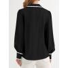 imagePRETTYGARDEN Womens Long Sleeve Button Down Shirts 2025 Trendy V Neck Loose Fit Fall Tops Collared Dressy Casual BlousesBlack