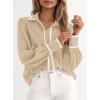imagePRETTYGARDEN Womens Long Sleeve Button Down Shirts 2025 Trendy V Neck Loose Fit Fall Tops Collared Dressy Casual BlousesKhaki