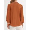 imagePRETTYGARDEN Womens Long Sleeve Button Down Shirts 2025 Trendy V Neck Loose Fit Fall Tops Collared Dressy Casual BlousesOrange