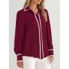 imagePRETTYGARDEN Womens Long Sleeve Button Down Shirts 2025 Trendy V Neck Loose Fit Fall Tops Collared Dressy Casual BlousesWine Red