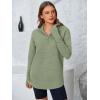 imagePRETTYGARDEN Womens Long Sleeve Quarter Zip Pullover Sweater Casual Loose V Neck Collared Ribbed Knit Jumper Tops Thumb HoleGrey Green