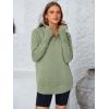 imagePRETTYGARDEN Womens Long Sleeve Quarter Zip Pullover Sweater Casual Loose V Neck Collared Ribbed Knit Jumper Tops Thumb HoleGrey Green