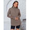 imagePRETTYGARDEN Womens Long Sleeve Quarter Zip Pullover Sweater Casual Loose V Neck Collared Ribbed Knit Jumper Tops Thumb HoleLight Brown