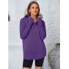imagePRETTYGARDEN Womens Long Sleeve Quarter Zip Pullover Sweater Casual Loose V Neck Collared Ribbed Knit Jumper Tops Thumb HolePurple