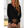imagePRETTYGARDEN Womens Long Sleeve Shirts 2025 Fall Fashion Clothes Casual Ribbed V Neck Loose Tunic Tops Lightweight SweatersBlack