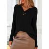imagePRETTYGARDEN Womens Long Sleeve Shirts 2025 Fall Fashion Clothes Casual Ribbed V Neck Loose Tunic Tops Lightweight SweatersBlack