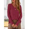 imagePRETTYGARDEN Womens Long Sleeve Shirts 2025 Fall Fashion Clothes Casual Ribbed V Neck Loose Tunic Tops Lightweight SweatersBurgundy