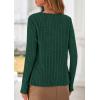 imagePRETTYGARDEN Womens Long Sleeve Shirts 2025 Fall Fashion Clothes Casual Ribbed V Neck Loose Tunic Tops Lightweight SweatersDark Green