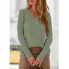 imagePRETTYGARDEN Womens Long Sleeve Shirts 2025 Fall Fashion Clothes Casual Ribbed V Neck Loose Tunic Tops Lightweight SweatersGreen