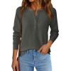 imagePRETTYGARDEN Womens Long Sleeve Waffle Knit Shirts 2025 Fall Casual Button Up Henley V Neck Tunic Tops Loose Fit Basic TeesArmy Green